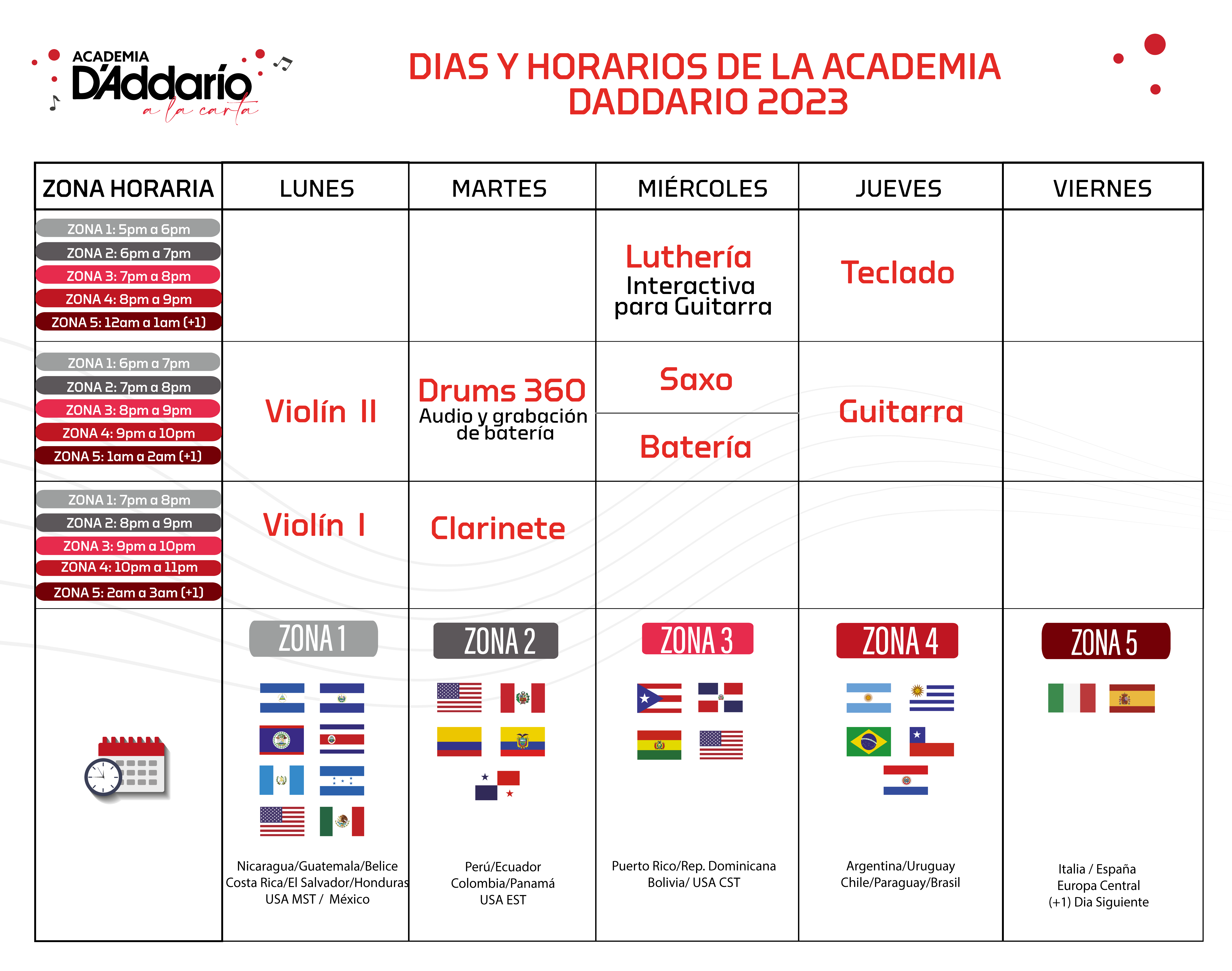 Grilla academia 2023 (1) Dias y Horarios de la Academia D'Addario